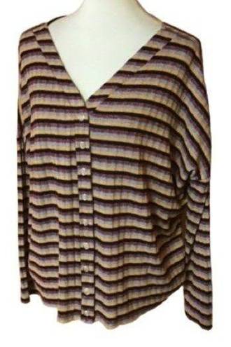 BKE  knit striped button up slouchy top