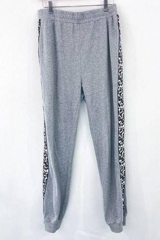 Kittenish  Gray Sweatpant Joggers size Large Leopard Cheetah Tuxedo Stripe Comfy