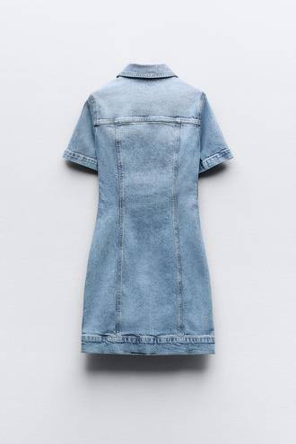 ZARA Dress mini denim jeans button up collar casual short sleeve