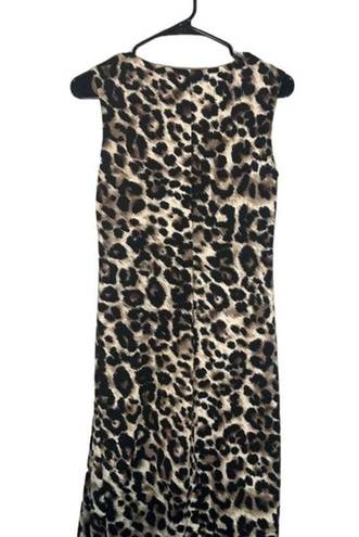 Tiana B . Leopard Animal Leopard Print Sleeveless Mob Wife Midi Dress Women SZ S