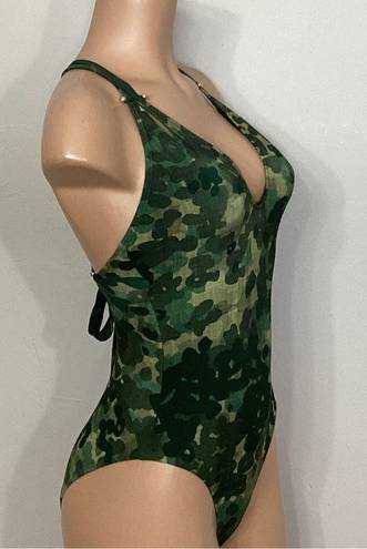 Robin Piccone New.  Army camouflage plunge swimsuit. Regularly $168. Size 8