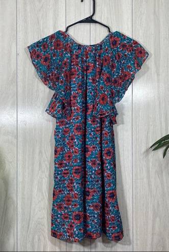 Rebecca Taylor  Silk Blend Lindsay Floral Ruffle Sleeve Dress size 2