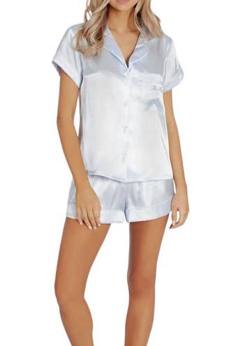 In Bloom  by Jonquil Bride Bridesmaid Mrs. Satin Short Pajamas Blue Size L NWT