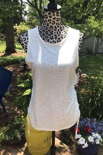 Nine West  Size M White Top Tank Sleeveless Ruched Sides Shirt Solid Women Summer