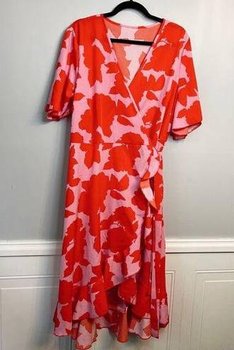 Blossom Women's True Wrap, Short Sleeve, Bold Boho  Dress, Fits like XXL