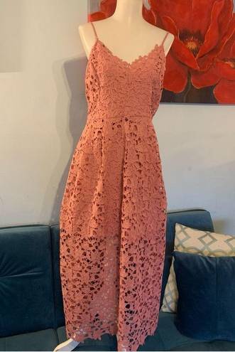 ASTR  The Label Midi Dress M Medium Peach Pink Lace A-Line Cocktail