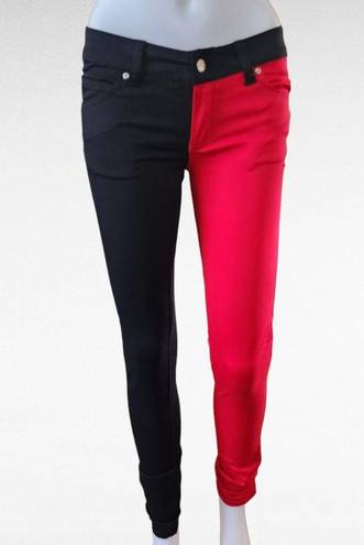 Tripp NYC  Black & Red Split Leg Skinny Jeans Size 1