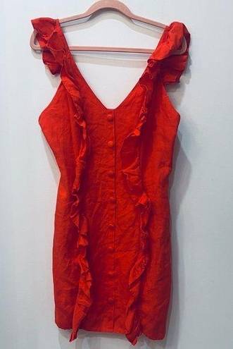 Karlie orange red  boutique dress button ruffle button front size Large