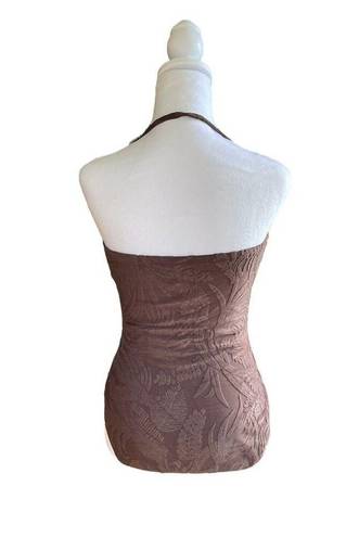 Tommy Bahama  Women’s One Piece Underwire Swimsuit Brown Velour Tropical Palmtree