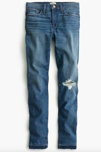 J.Crew NEW NWT  8" Toothpick Jean Newcastle Wash Let Down Hem Ripped Skinny 25