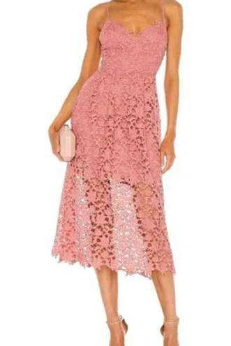 ASTR  The Label Midi Dress M Medium Peach Pink Lace A-Line Cocktail