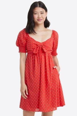 Draper James NWT Jennifer Mini Babydoll Dress in Red Polka Dot Small