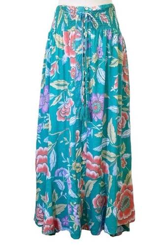 Rachel Zoe NWT  Maxi Skirt Aqua Coral Tropical Floral Button Front Size Small NEW