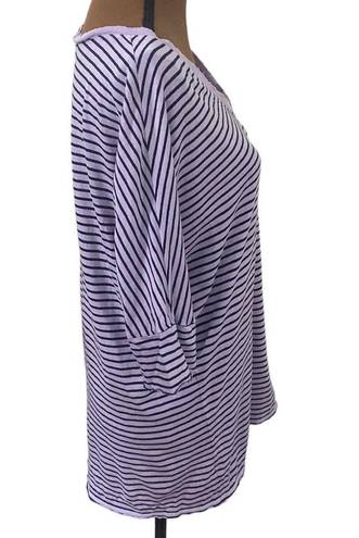 Edge Sundance maritime striped slouchy raw  v-neck tunic length tee lavender XS