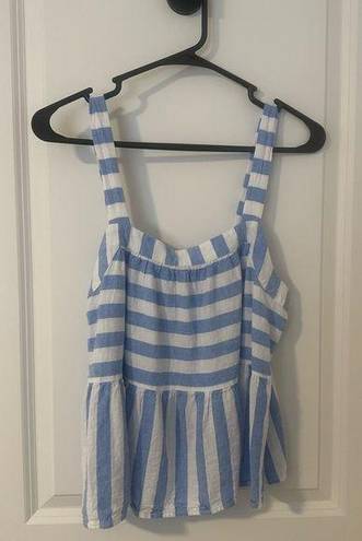 Loft strappy cropped blue and white stripe top