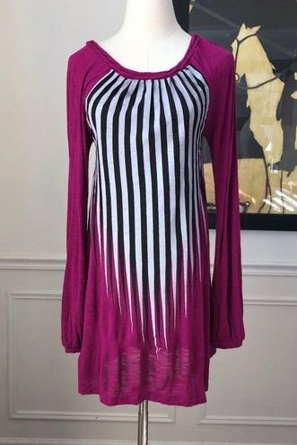 Industry  Shift Dress Magenta Bold Stripe Small