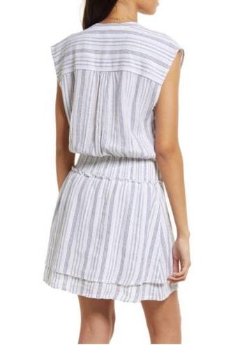 Rails  Smocked Waist Mini Dress Striped Linen Blend Size L New with Tag