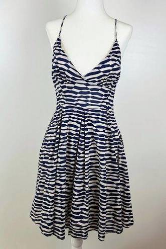 JACK  Blue and White Striped V-Neck Spaghetti Strap Cotton Sundress Size Medium