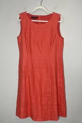 Lafayette 148  Women’s Coral 100% Linen Career Business Casual Dress Size 10