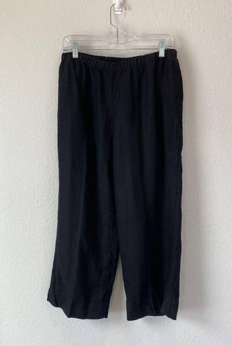 J.Jill  Black Linen Wide Leg Pants Size Medium   