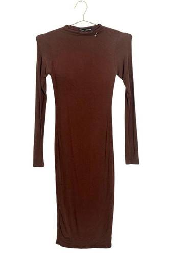 Naked Wardrobe  Brown Bodycon Stretch Midi Dress Size S