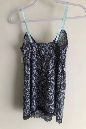 Marilyn Monroe Cami Pajama Top Womens Size Medium Gray Mint Floral Lace