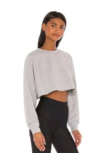 Alo Yoga  Cropped Double Take Pullover Sweater Gray Heather Women's Size S EUC