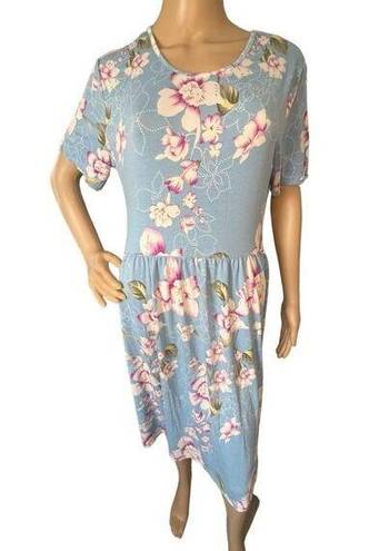 The Moon DB Floral Pattern Short Sleeve Flowy A-Line Dress With Pockets