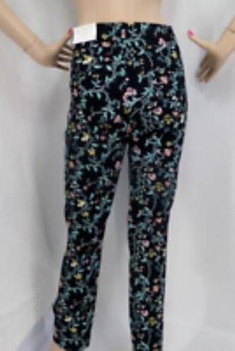 The Loft "" BLACK FLORAL MODERN SKINNY ANKLE CAREER CASUAL TROUSERS PANTS SIZE: 4 NWT
