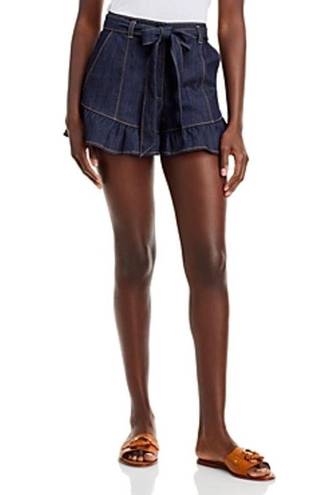 Cinq à Sept  High Rise Penny Ruffle Hem Denim Shorts Indigo Women's Size US 12