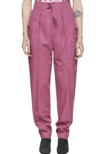 Isabel Marant  ETOILE High Rise Belted Tapered Pink Pants Sz 8