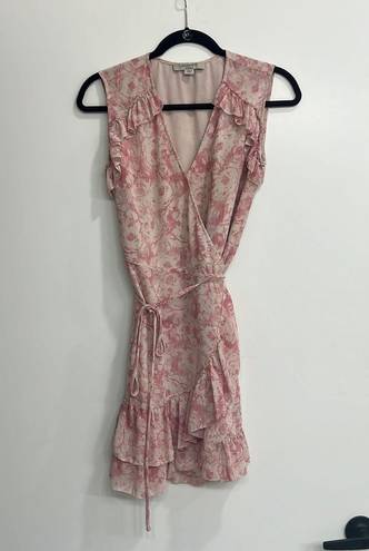 ALLSAINTS Priya Rose Pink Floral Ruffle Wrap Dress