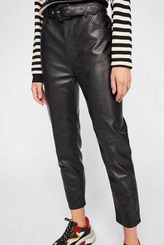 We The Free Vegan Leather Belted Pants, 28 R, Black