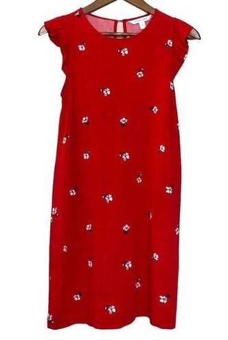 Popsugar  Floral‎ Mini Shift Dress Ruffle Whimsical Romantic Valentine Feminine S