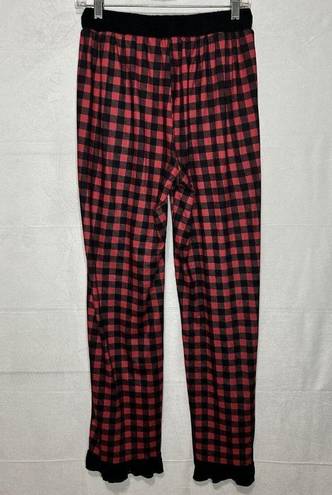 Simply Southern  Pajama Pants Red Black Check Lounge Ruffle Hem Sz M (28x29)