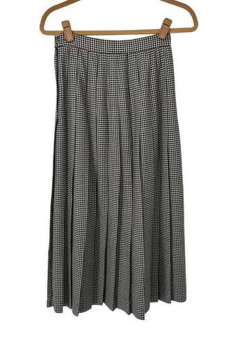 Talbots Vintage  Black & White Houndstooth Pleated Midi Skirt