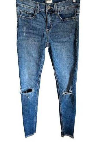 Sneak Peak Sneak Peek Mid Rise Distressed Skinny Raw Hem Denim Jeans