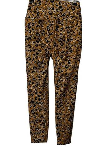 Carbon 38  Womens Printed High Rise Layered Gold Leopard 7/8 Leggings Size Small