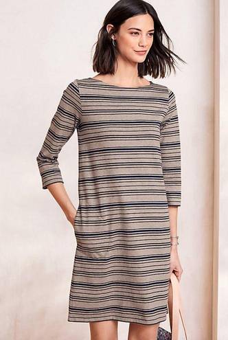 Garnet Hill  100% Organic Cotton Charcoal Gray 3/4th Sleeve Pocket Shift Dress 10