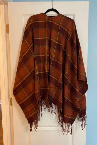 Orange And Red Plaid Shawl