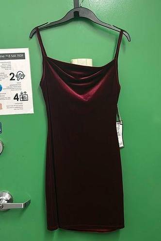 Jump Apparel Embellished Cowl Neck Velvet Dress in Wine