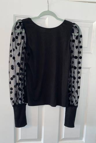 Andrée Mesh Long Sleeve Polka Dot Top