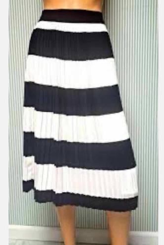 J.Crew  Factory Store White Navy Pleated A Line Casual Skirt Size 0