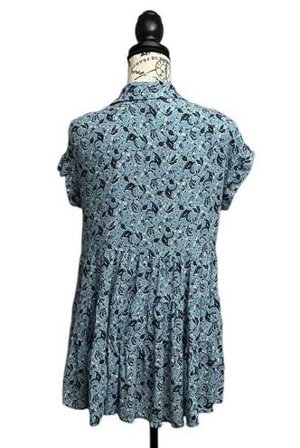 Anthropologie June & Delancy  Floral Hi Low Tunic Top Womens Boho Hippie S