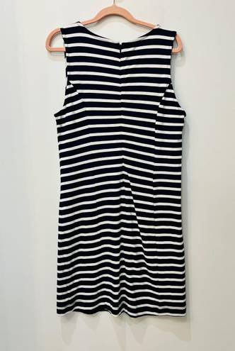 Crown & Ivy Women's Shift Dress Navy/White Stripe with Gold Accent sz Medium.