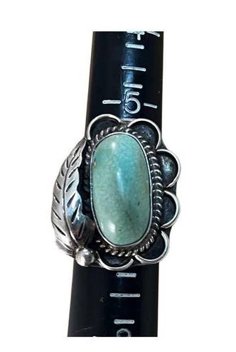 Vintage Green Turquoise Ring, Native American Indian Ring Sz 6.5