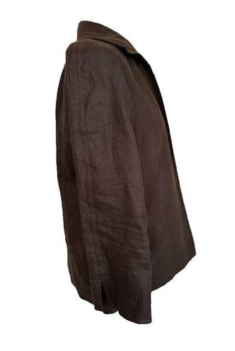 Talbots  Pure Irish Linen Open Front Boxy Blazer Jacket Woman Brown Plus Size X