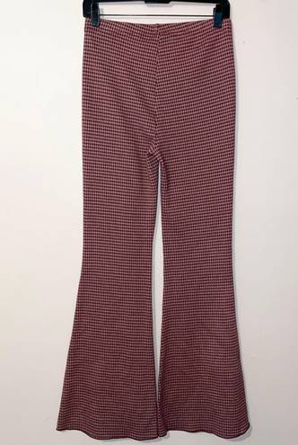 Aerie Red Pink Houndstooth Flare Pants Size S NWT!