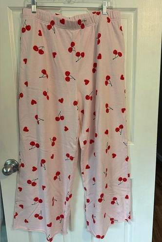 Grayson Threads Women's  Cherry Hearts Pattern Graphic Pants - Pink XL