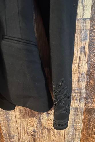 Polo Vintage  Ralph Lauren Beaded Scroll Pattern Black Wool Blazer US 4